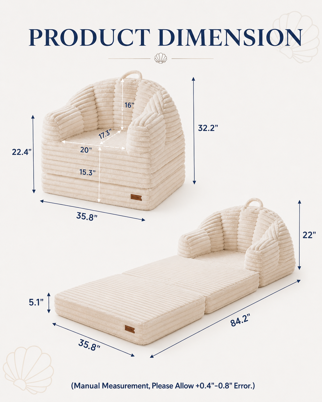 Orvanta™ Convertible Floor Sofa Bed Chair