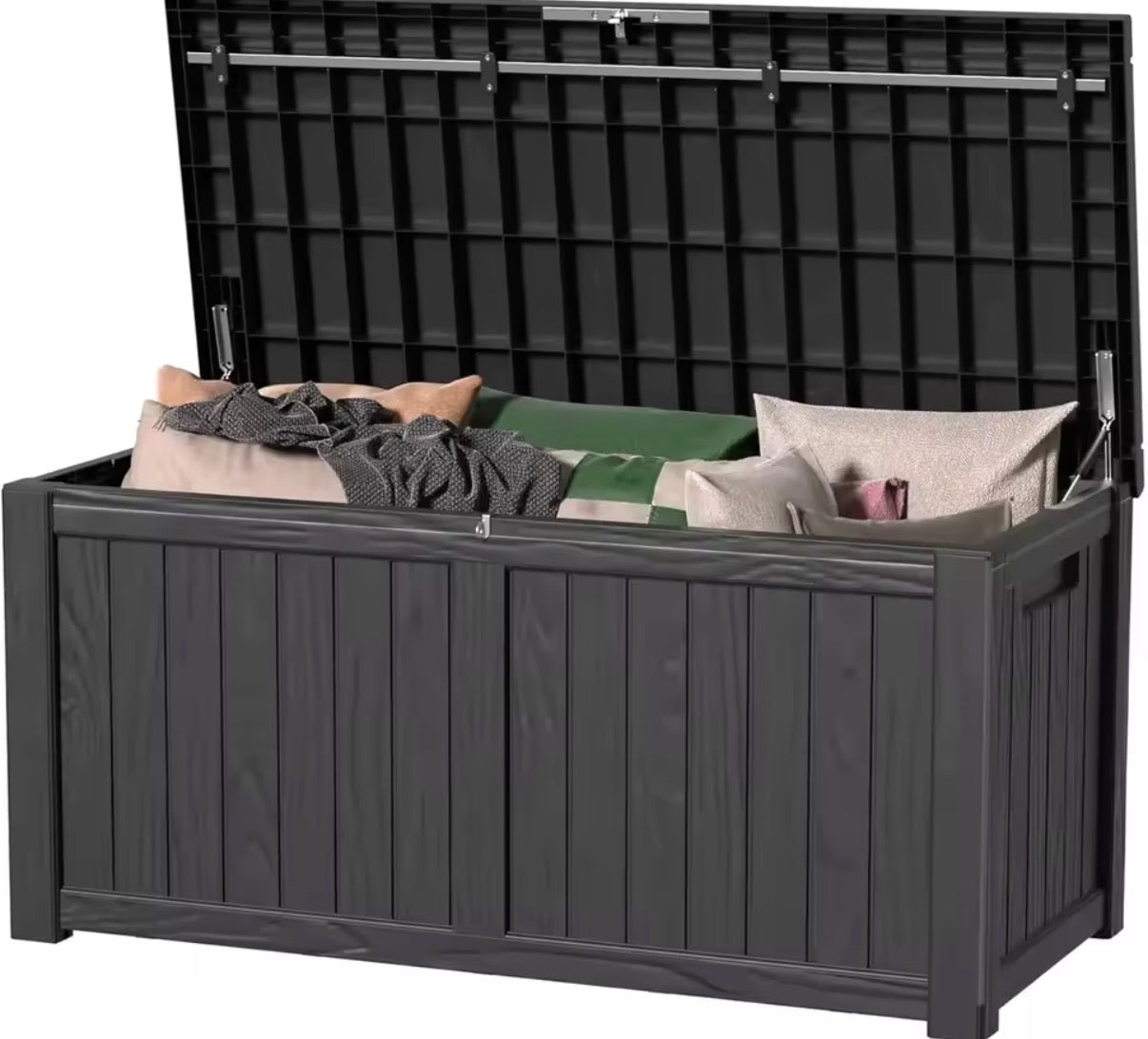 120 Gallon Outdoor Storage Box - Waterproof Deck Box with 600 Lbs Capacity - Convert - o - Bench
