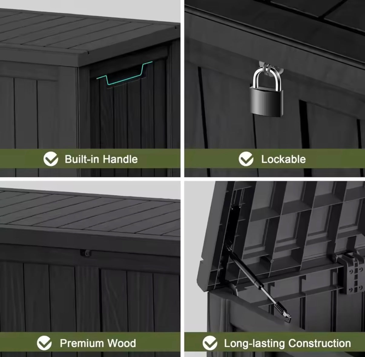 120 Gallon Outdoor Storage Box - Waterproof Deck Box with 600 Lbs Capacity - Convert - o - Bench