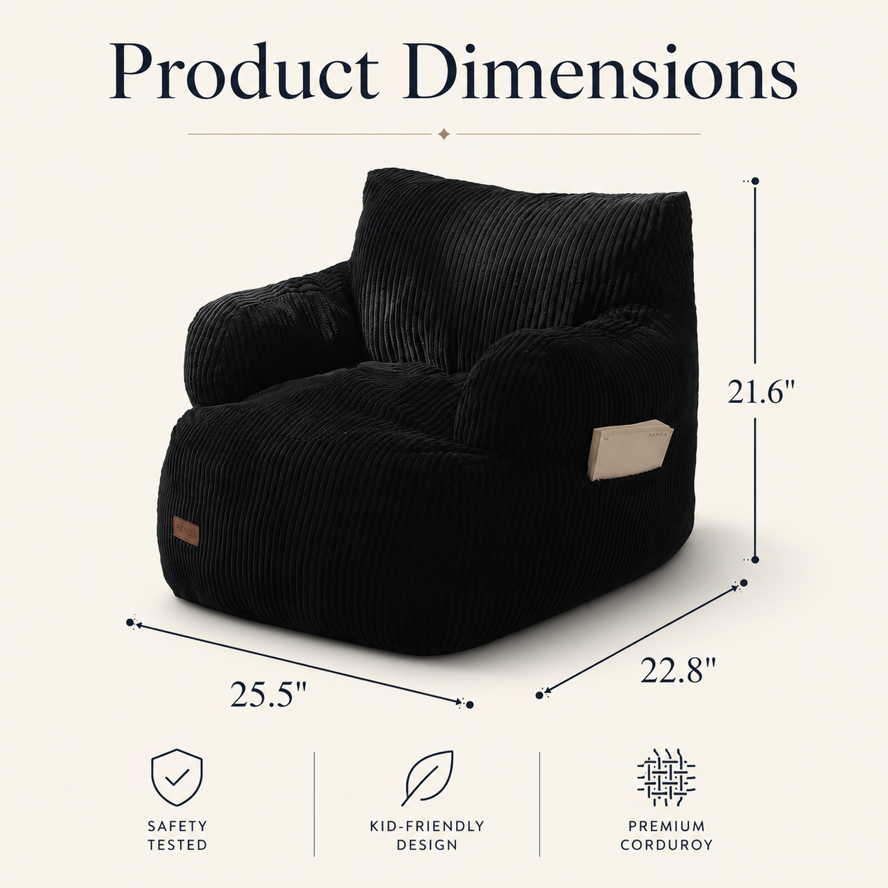 Orvanta™ Kids Bean Bag Chair with Side Pocket