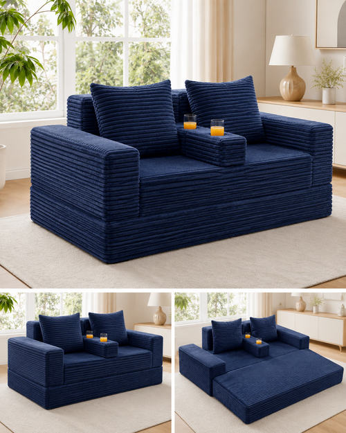 Orvanta™ 4-in-1 Convertible Sofa Bed with Cup Holders