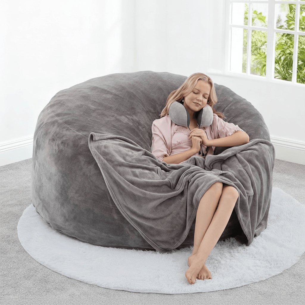 Luxury 5ft Oversized Bean Bag Chair - Premium Foam Filled Lounge Seating - Orvanta