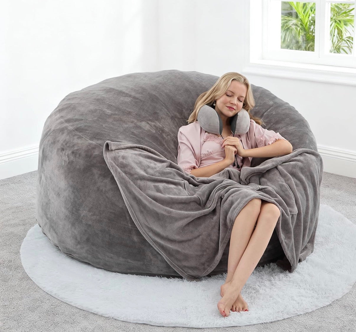 Luxury 5ft Oversized Bean Bag Chair - Premium Foam Filled Lounge Seating - Orvanta