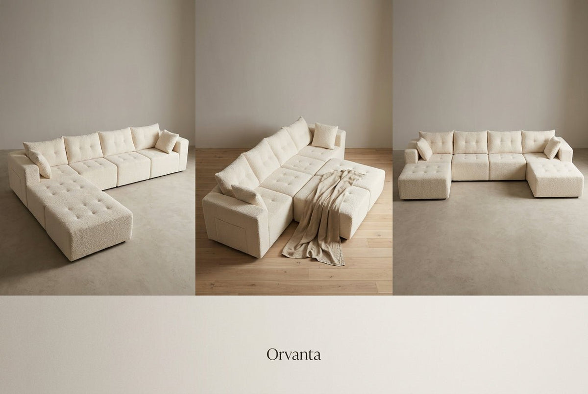 Orvanta™ 132” Cloud Comfort U-Shape Sectional Sofa with 2 Ottomans - Orvanta