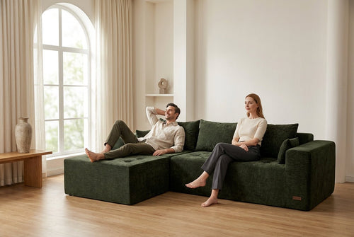 Orvanta™ Cloud Comfort 101” L-Shape Modular Sectional Sofa with Flexible Ottoman - Orvanta