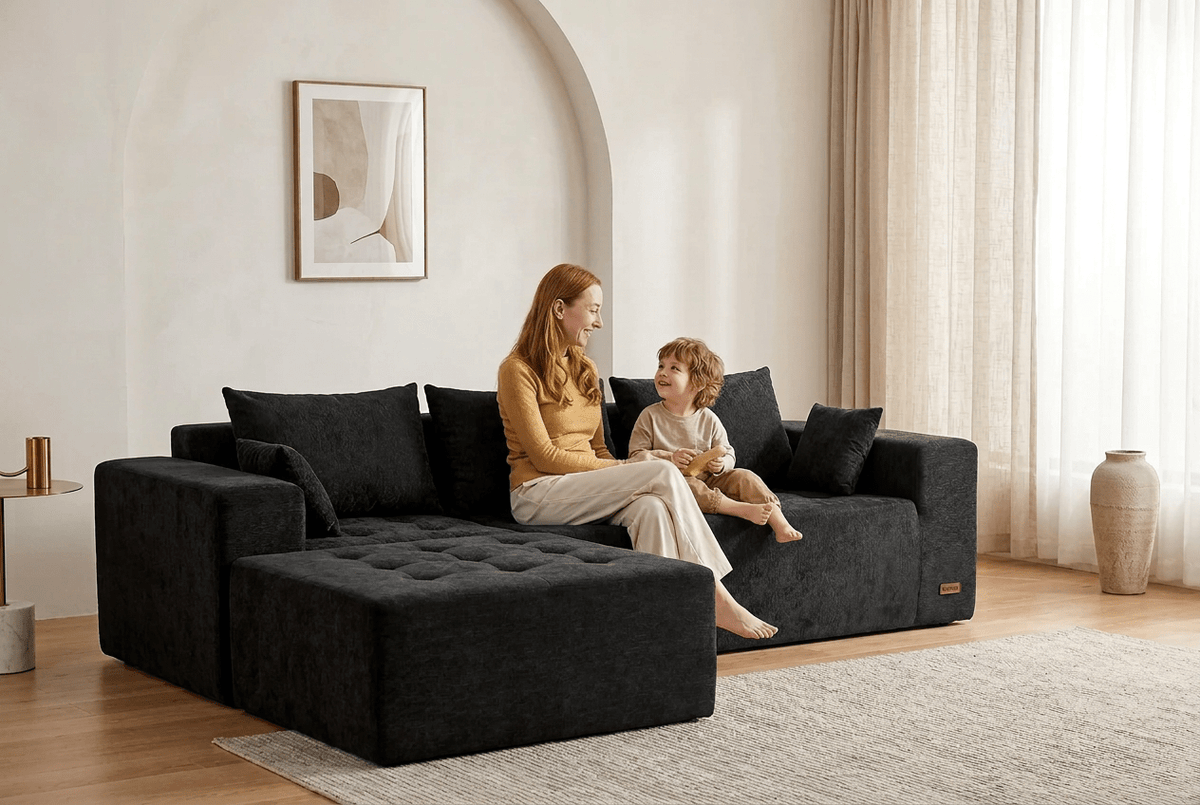 Orvanta™ Cloud Comfort 101” L-Shape Modular Sectional Sofa with Flexible Ottoman - Orvanta