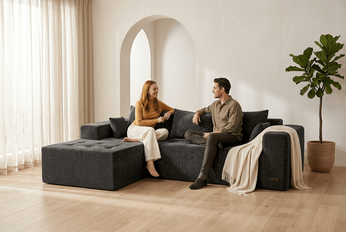 Orvanta™ Cloud Comfort 101” L-Shape Modular Sectional Sofa with Flexible Ottoman - Orvanta