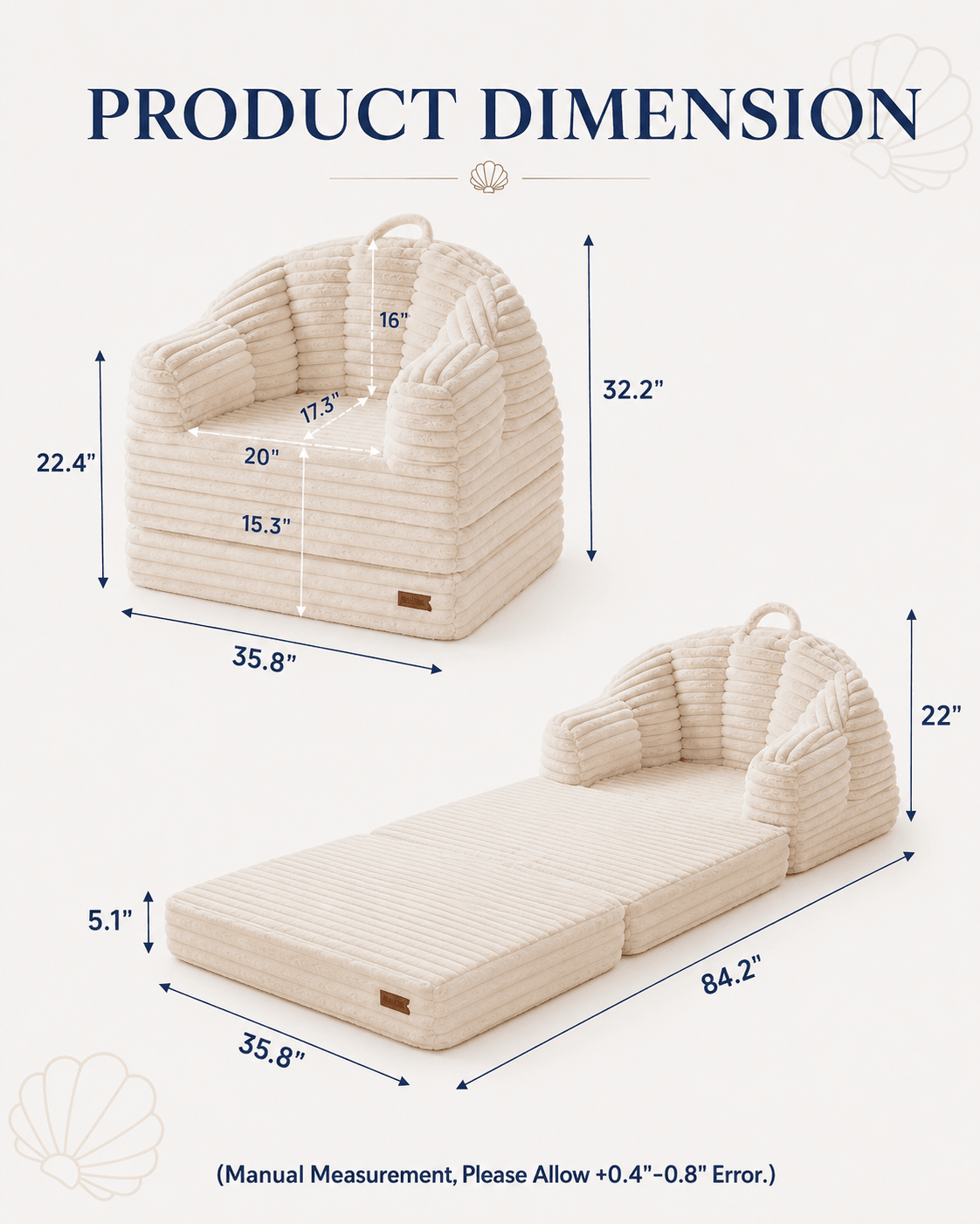 Orvanta™ Convertible Floor Sofa Bed Chair - Orvanta