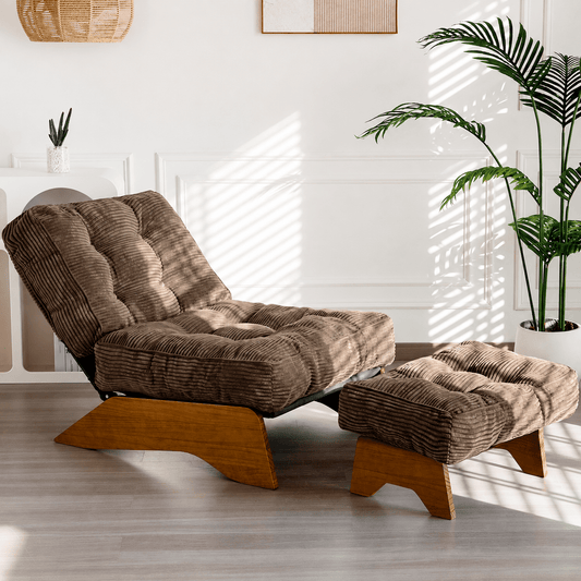 Tufted Accent Chair & Ottoman Set | Adjustable Recliner Lounge Chair - Orvanta